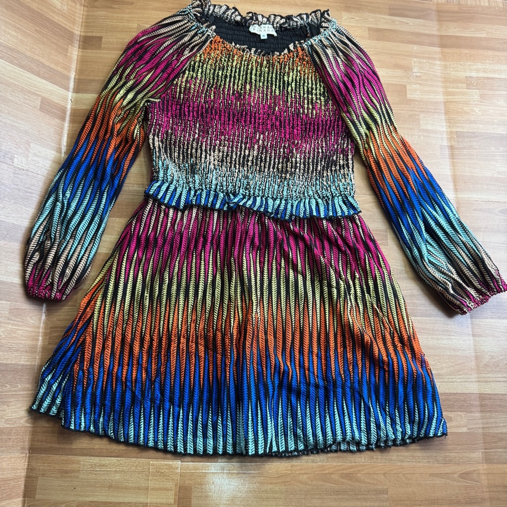 Hannah Banana multi colored long sleeve dress size 8